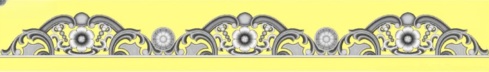 Mix - MIX-42 Baroque Floral Ornamental Border 3D Relief Carving Model